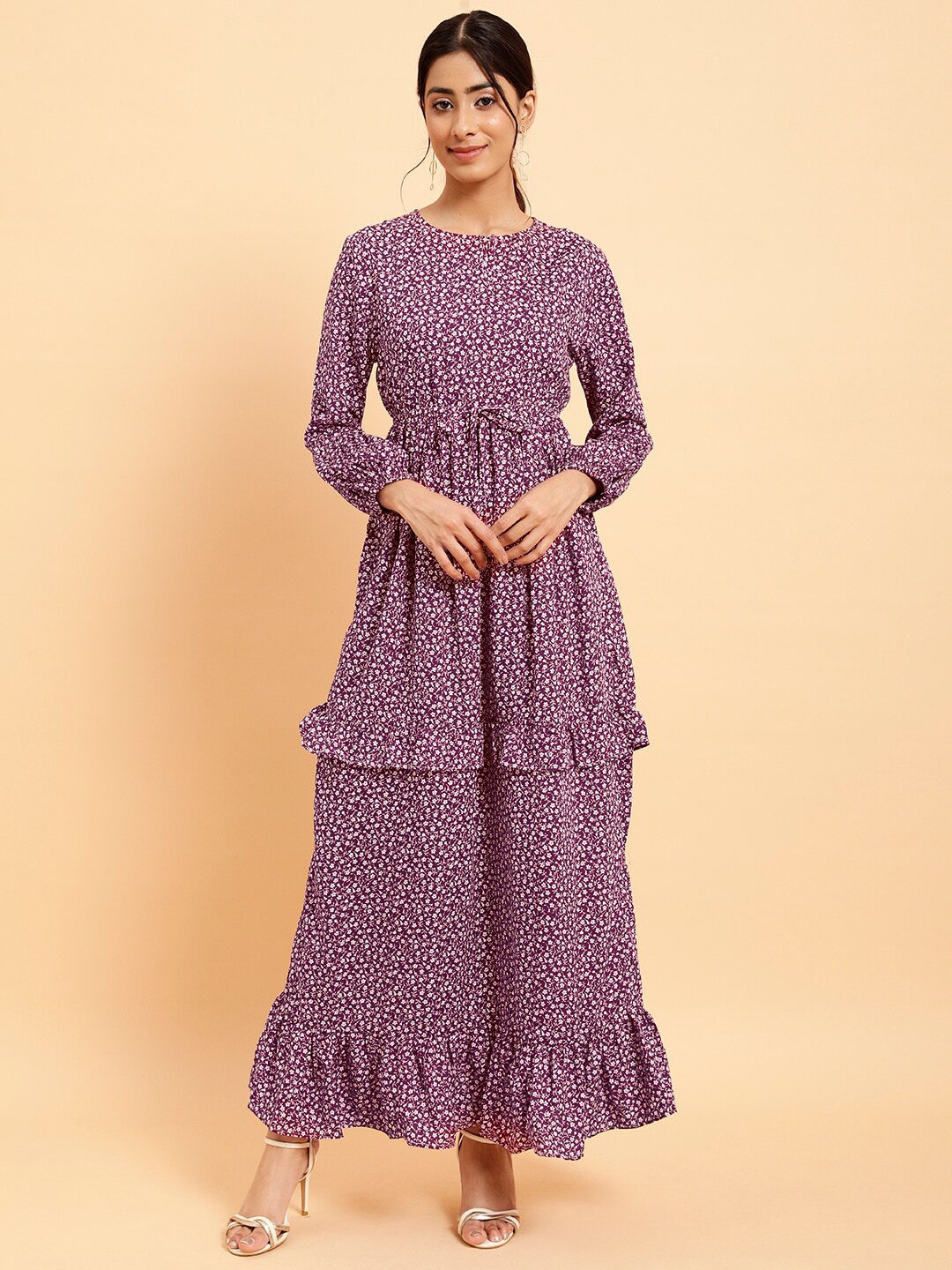 MINT STREET Floral Print Crepe Maxi Dress