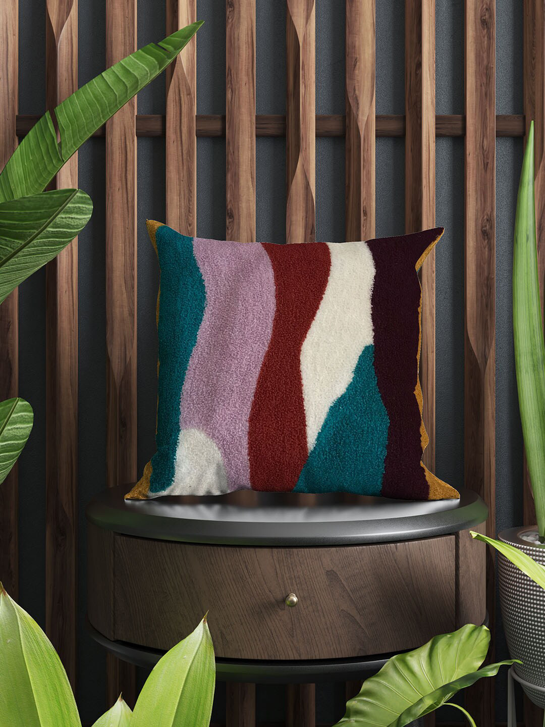 SHADES of LIFE Pink & Maroon 2 Pieces Colourblocked Cotton Square Cushion Covers