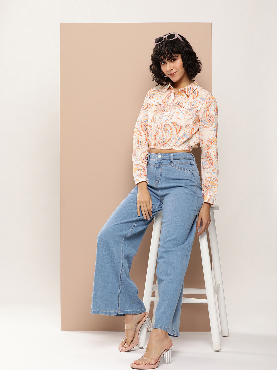 encore by INVICTUS Graphic Printed Crop Casual Shirt