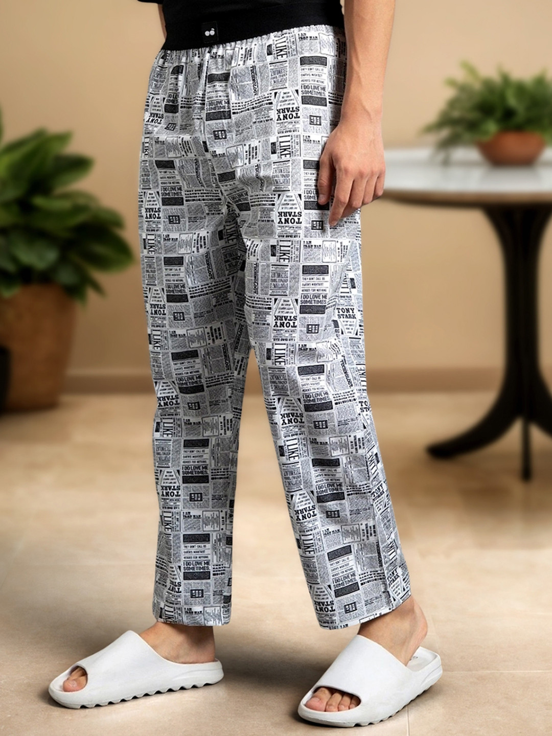 Bewakoof Men Typography Printed Cotton Lounge Pants