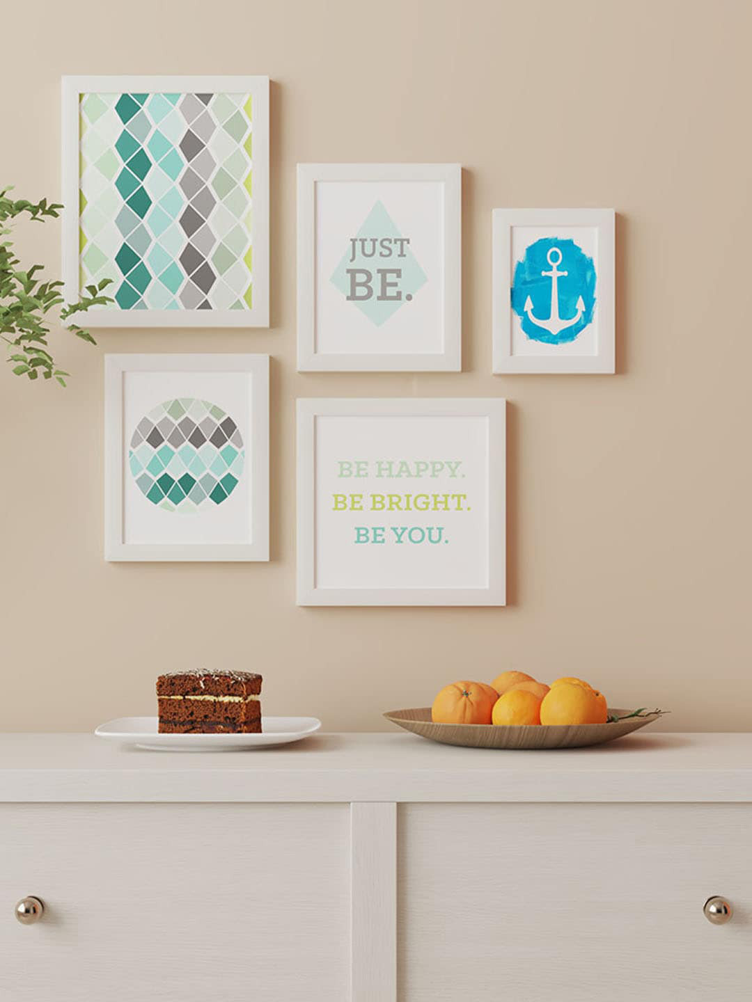 Art Street White & Blue 5 Pieces Quotes Painting Wall Art