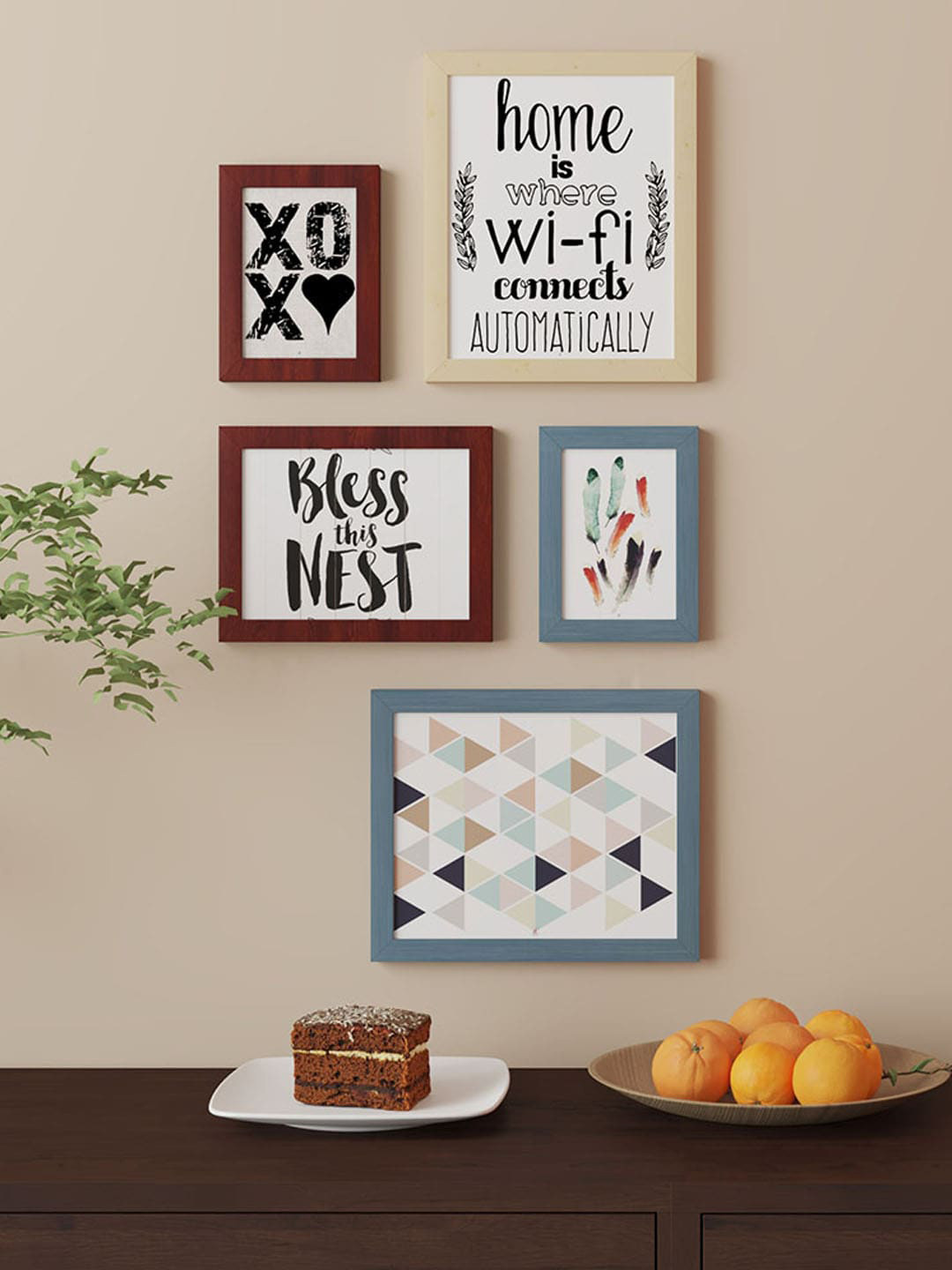 Art Street Brown & Beige 5 Pieces Quotes Painting Wall Arts