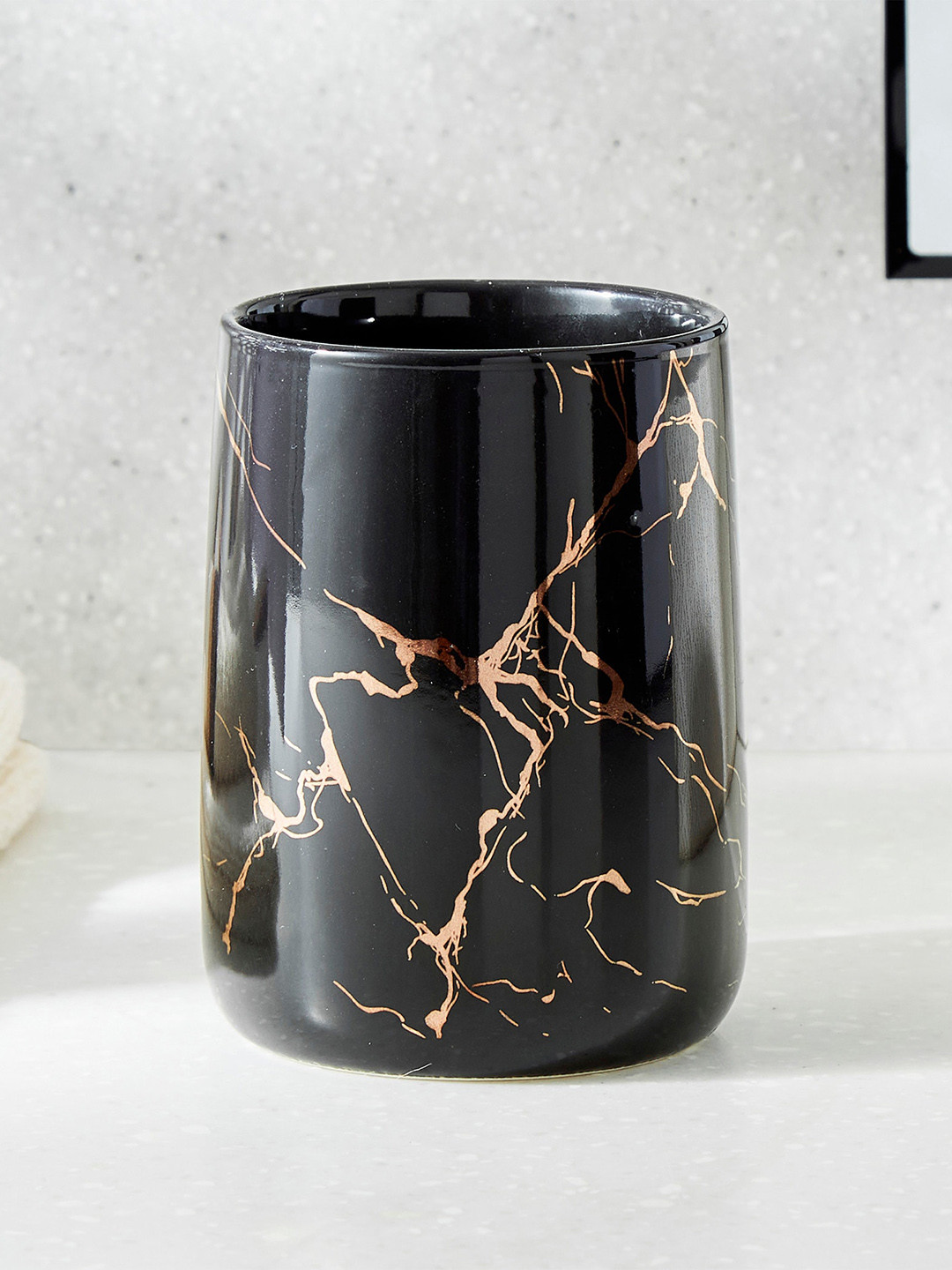 Home Centre Aubree Vince Black & Gold Toned Ceramic Tumbler 400ml