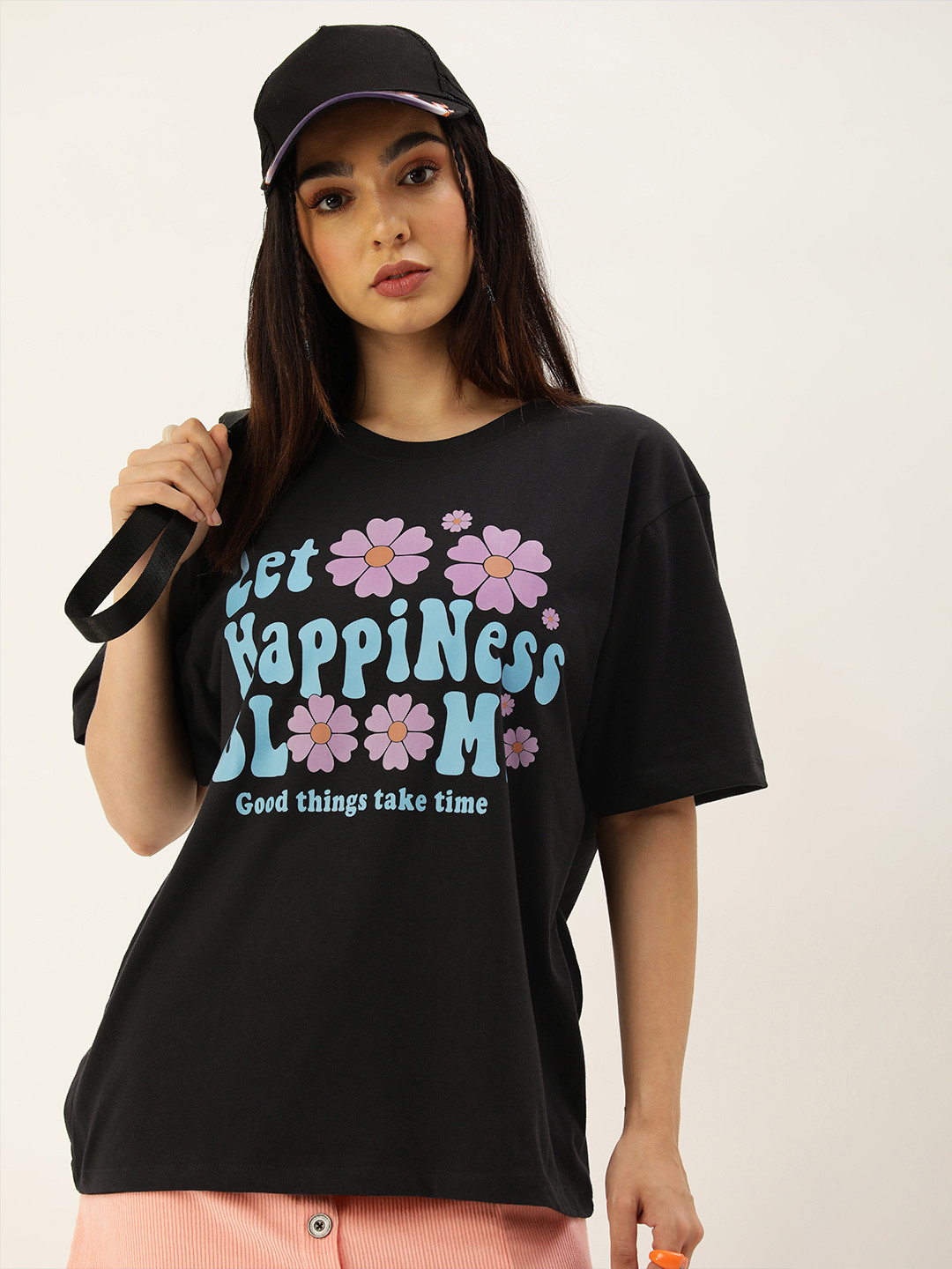 Kook N Keech Women Typography Printed Pure Cotton Oversized T-shirt