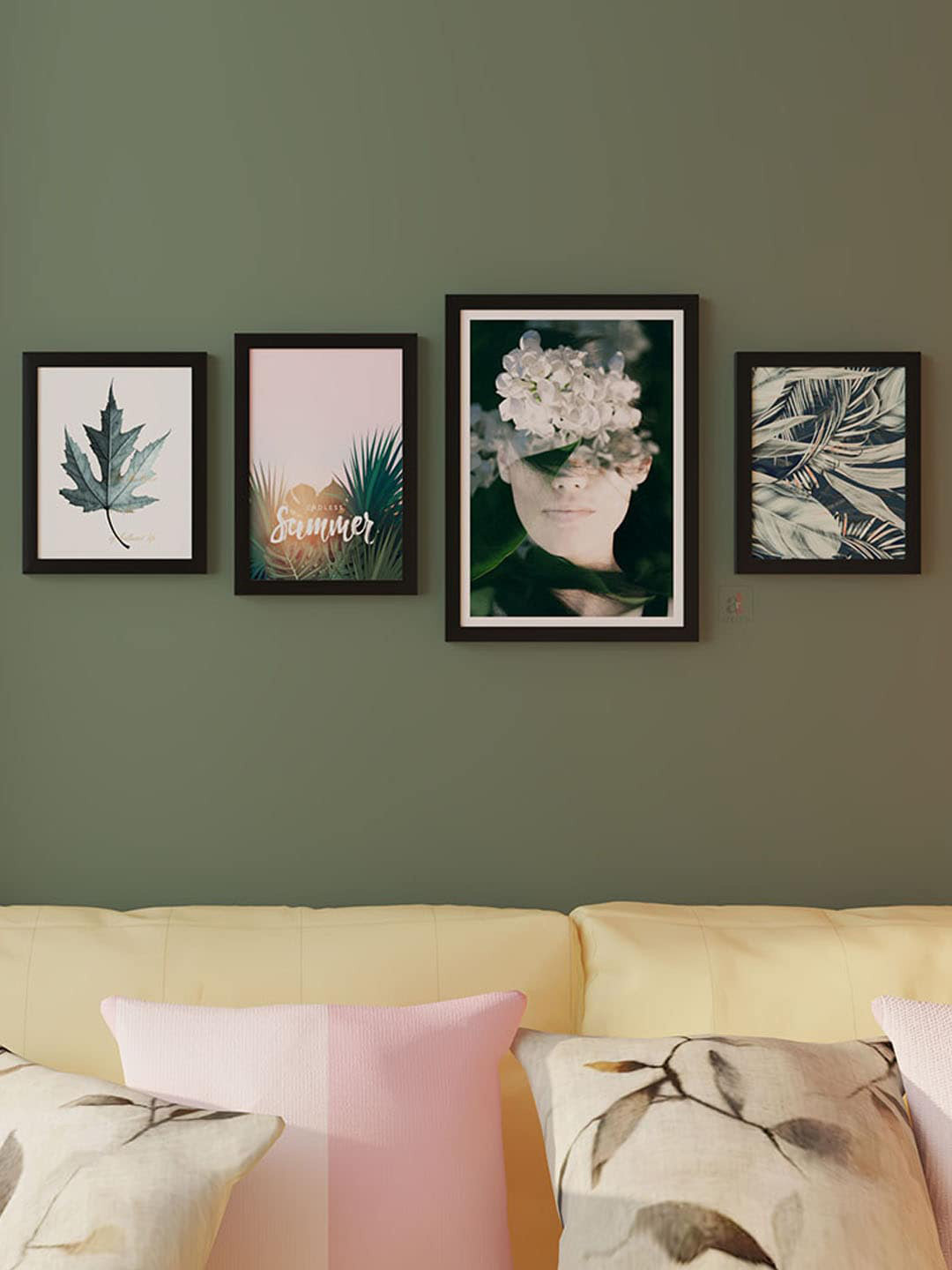 Art Street Endless Summer Leaves Canvas 4 Pcs Wall Rectangle Paintings Wall Art 18 x 44In