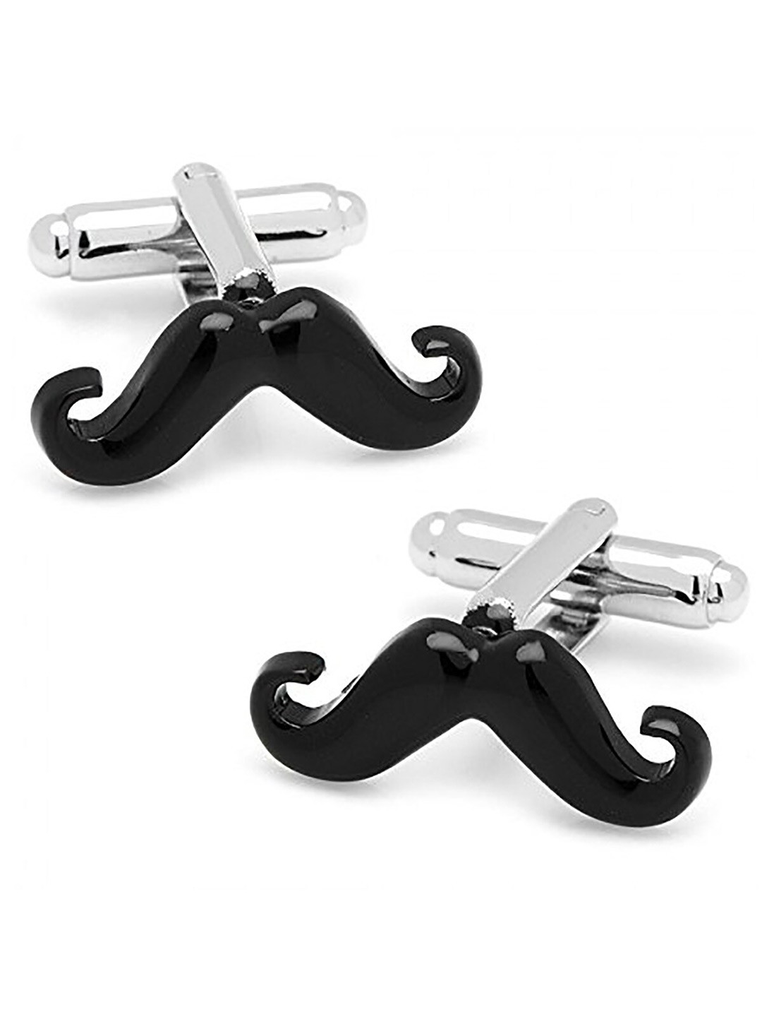 ZIVOM Silver-Toned & Black Quirky Formal Shirt Cufflink