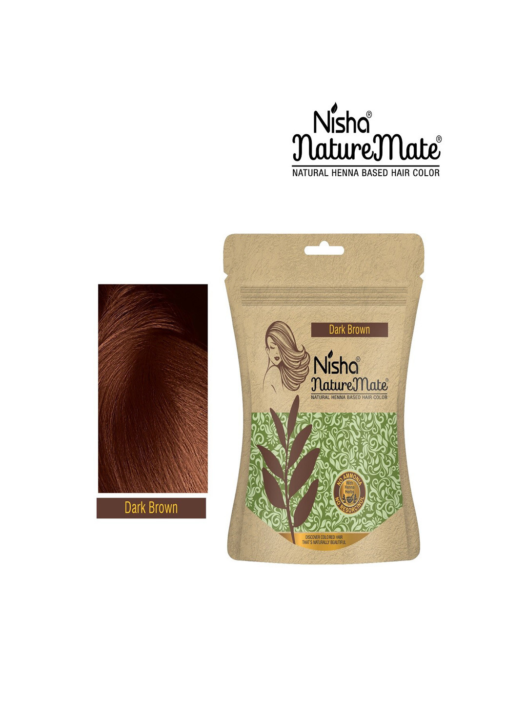 Nisha Nature Mate Natural Henna Based Hair Color 45 g - Dark Brown