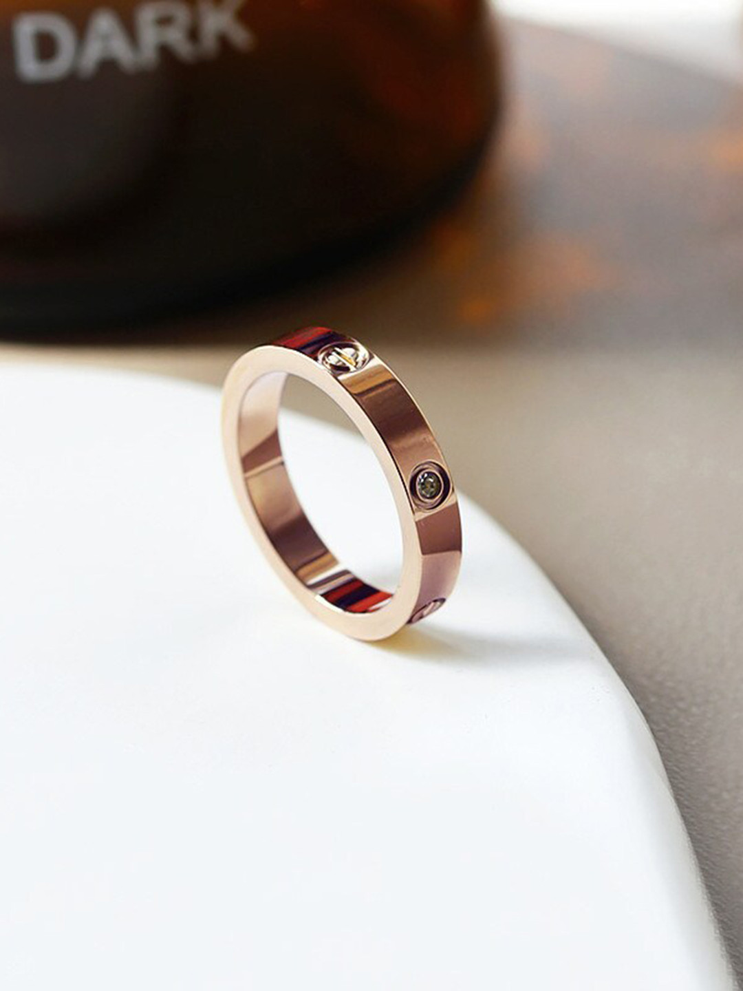 MYKI Rose Gold-Plated CZ-Studded Finger Rings