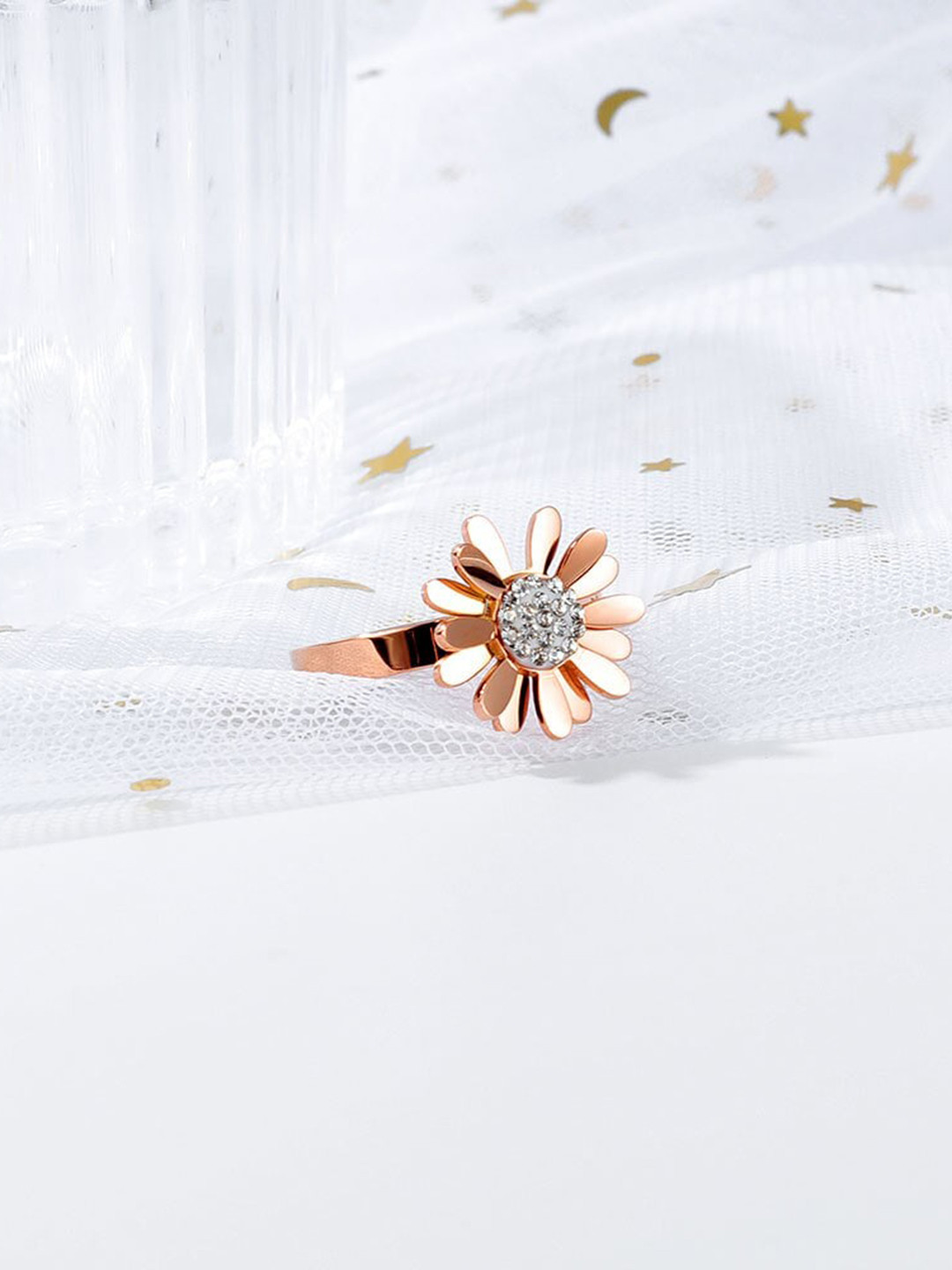 MYKI Rose Gold-Plated CZ-Studded Finger Rings