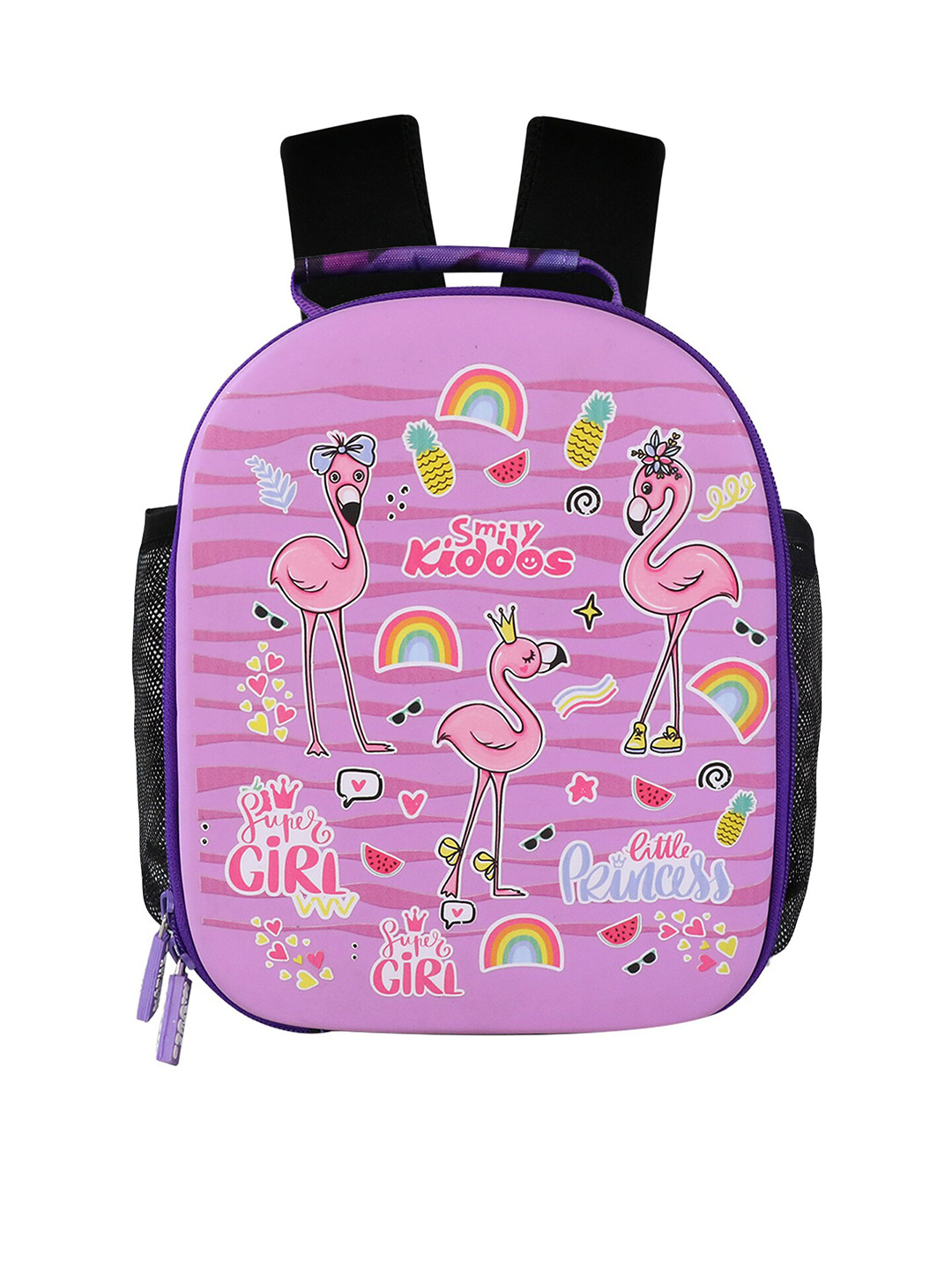 Smily Kiddos Kids Purple & Green Graphic Backpack With Compression Straps