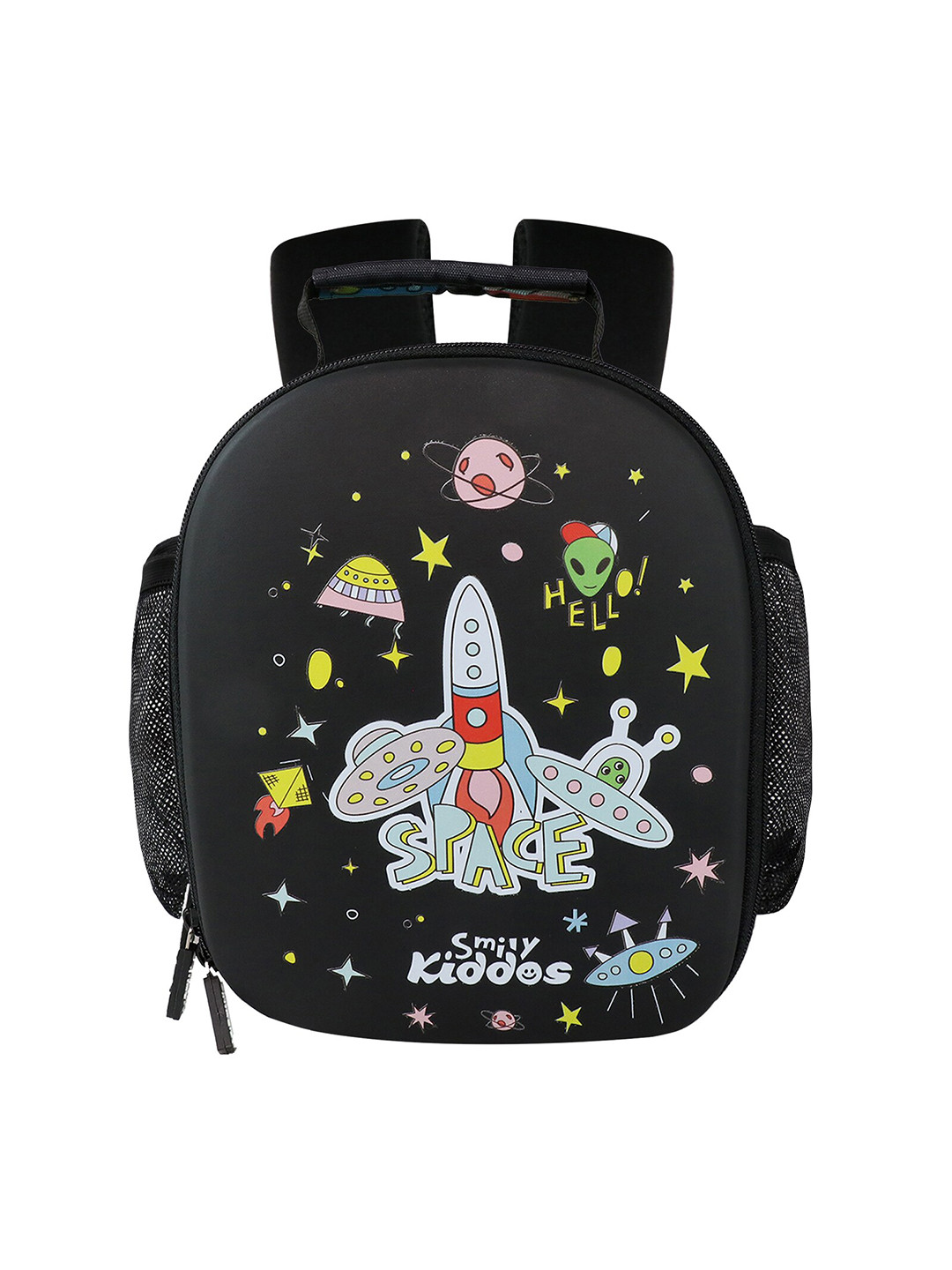 Smily Kiddos Kids Black & Yellow Graphic Printed Backpack With Compression Straps