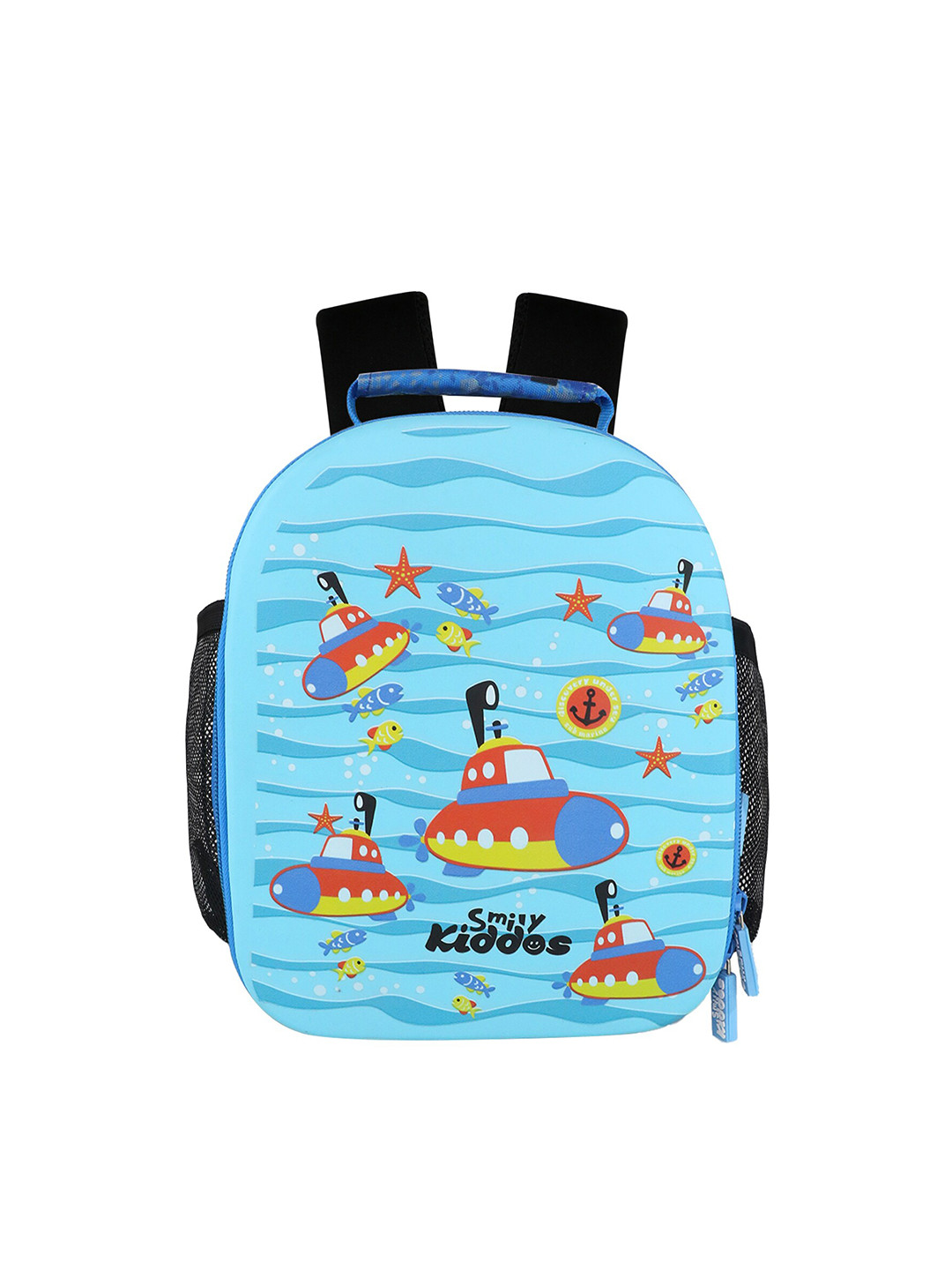 Smily Kiddos Kids Blue & Red Graphic Printed Backpack With Compression Straps