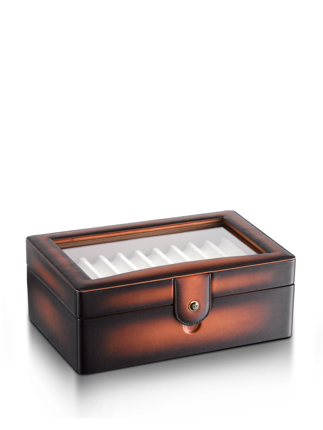 Lapis Bard Cognac Hemingway Dual-Tone Pen Chest with Plexiglas Top (20 Pen Capacity)