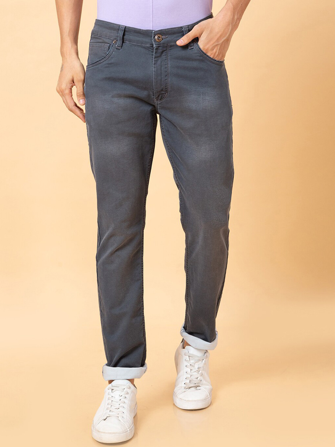 Globus Men Grey Clean Look Mid Rise Cotton Jeans