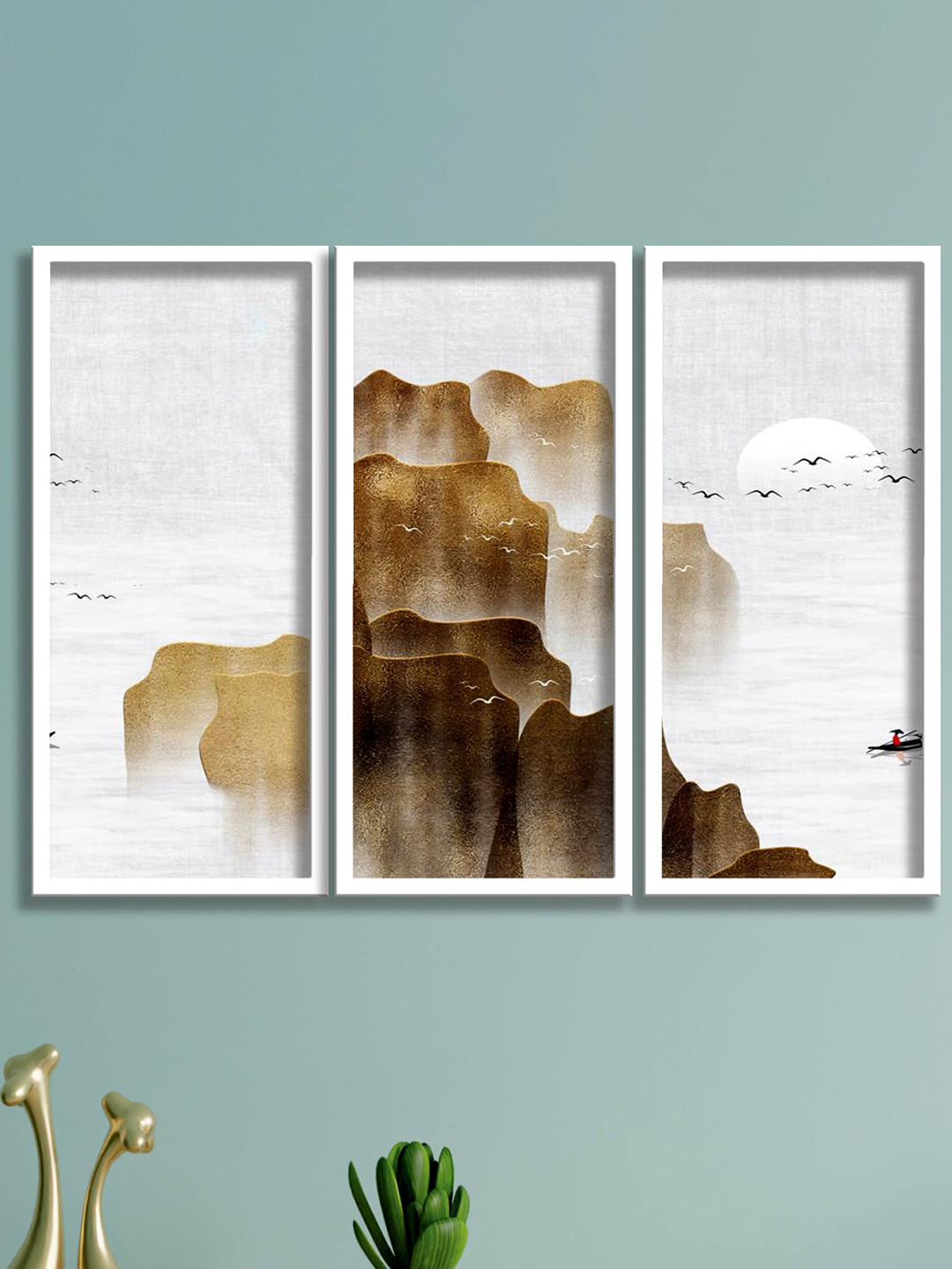 SAF Canvas 3 Piece Wall Rectangle Paintings Wall Art - 16.5 x 7.5 In