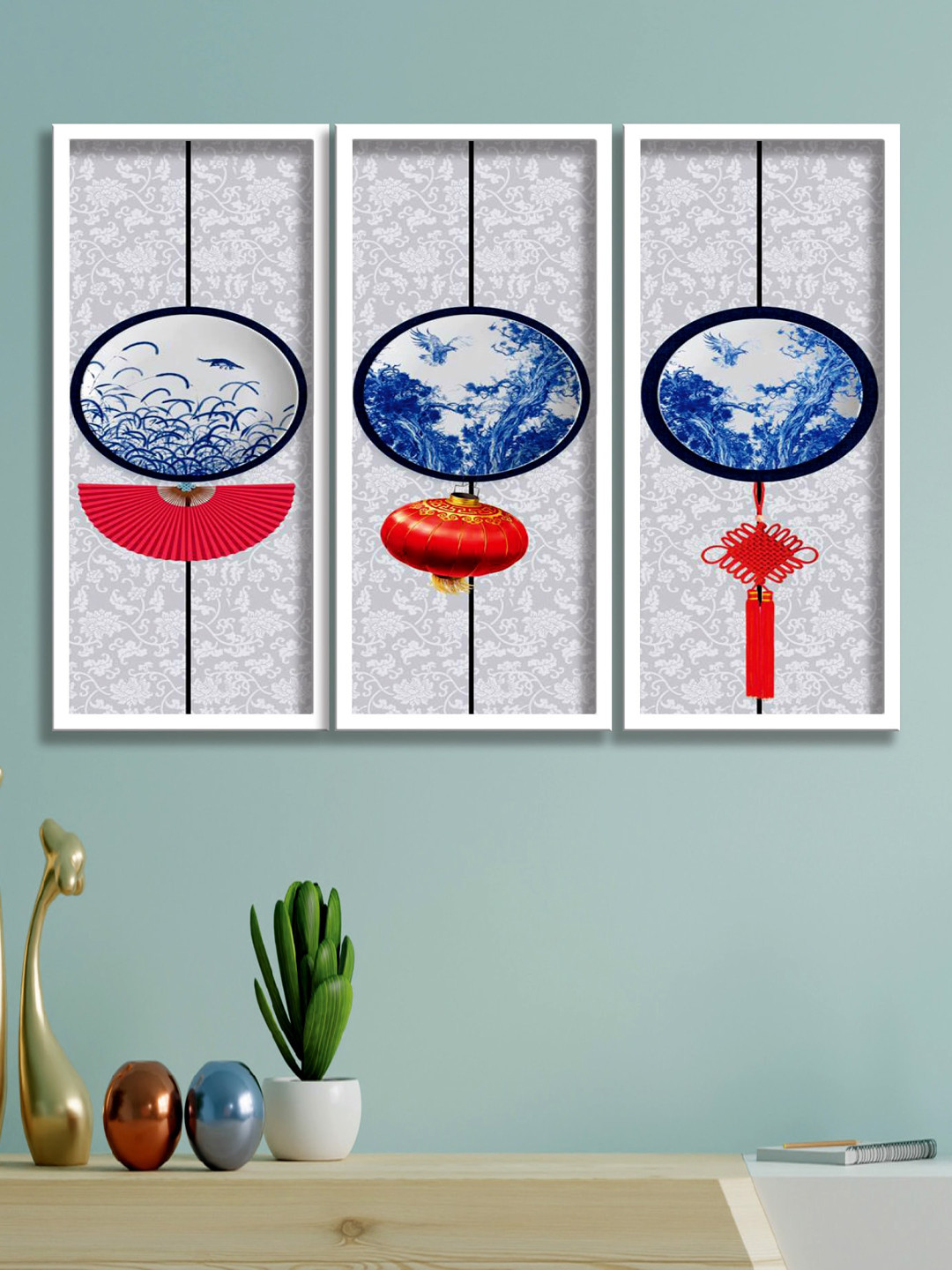 SAF Unique Canvas 3 Piece Wall Rectangle Paintings Wall Art - 7.5 x 16.5In