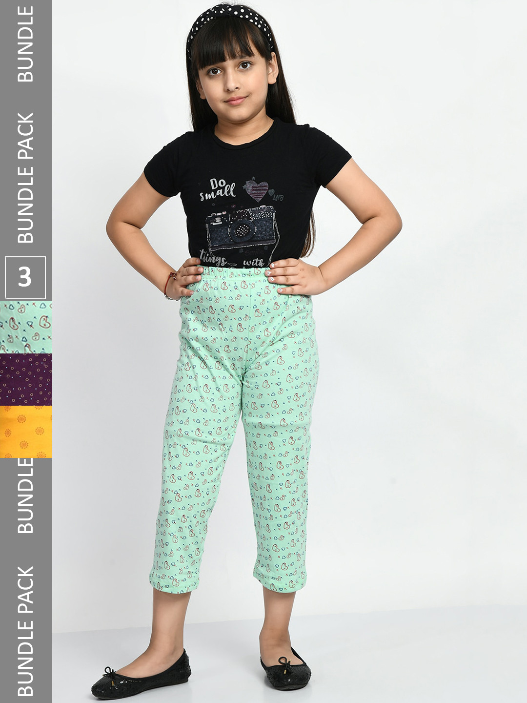 BAESD Girls Pack Of 3 Conversational Printed Pure Cotton Lounge Pants