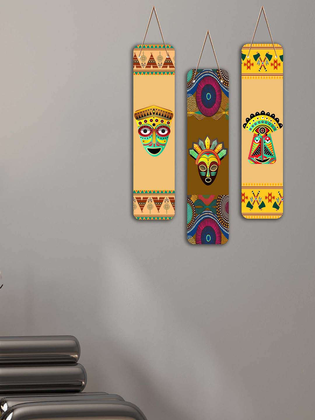 SAF Egyptian Art MDF Pine Wood Ethnic Motifs Matte Hanging Hall 2Pcs Wall Hangings-17In
