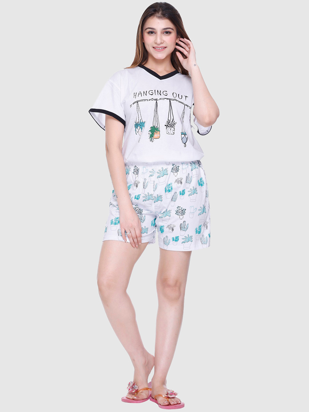 Y&I Typography Printed Night suit