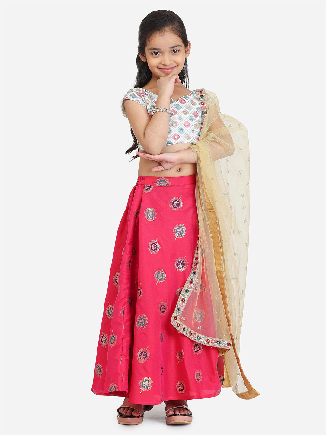Ethnovog Girls Embroidered Sequin Work Lehenga Choli With Dupatta
