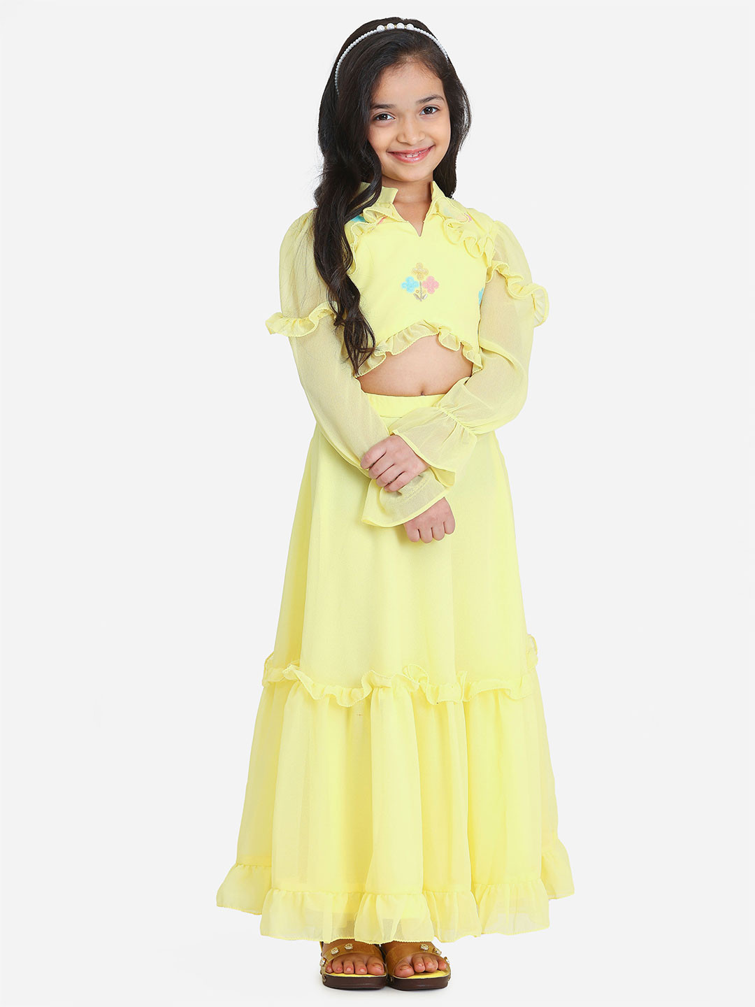 Ethnovog Girls Embroidered Sequined Work Lehenga Choli