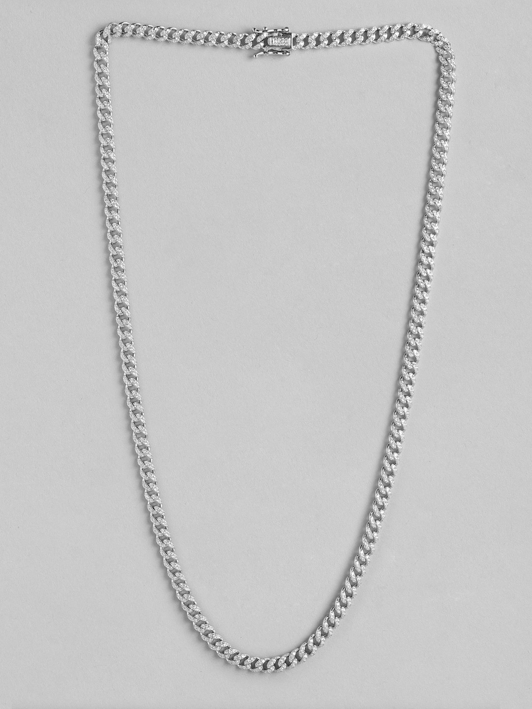 Zavya Men Rhodium Plated 925 Sterling Silver Curb Chain