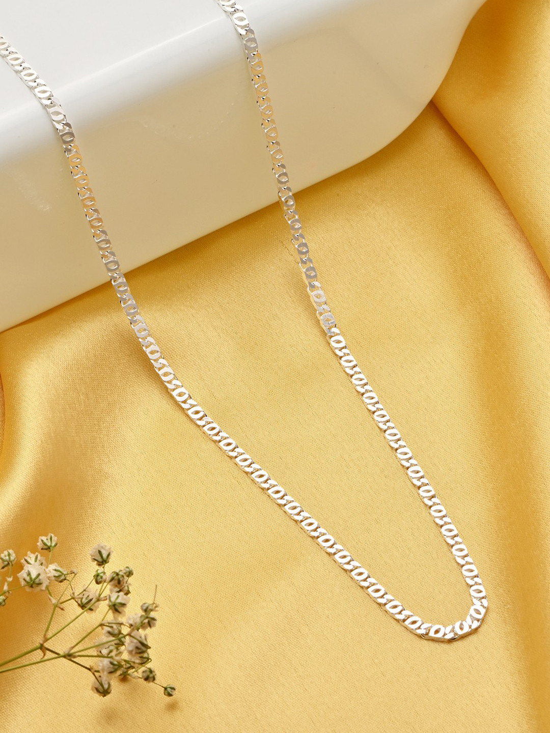 Zavya Men Rhodium Plated 925 Sterling Silver Curb Chain