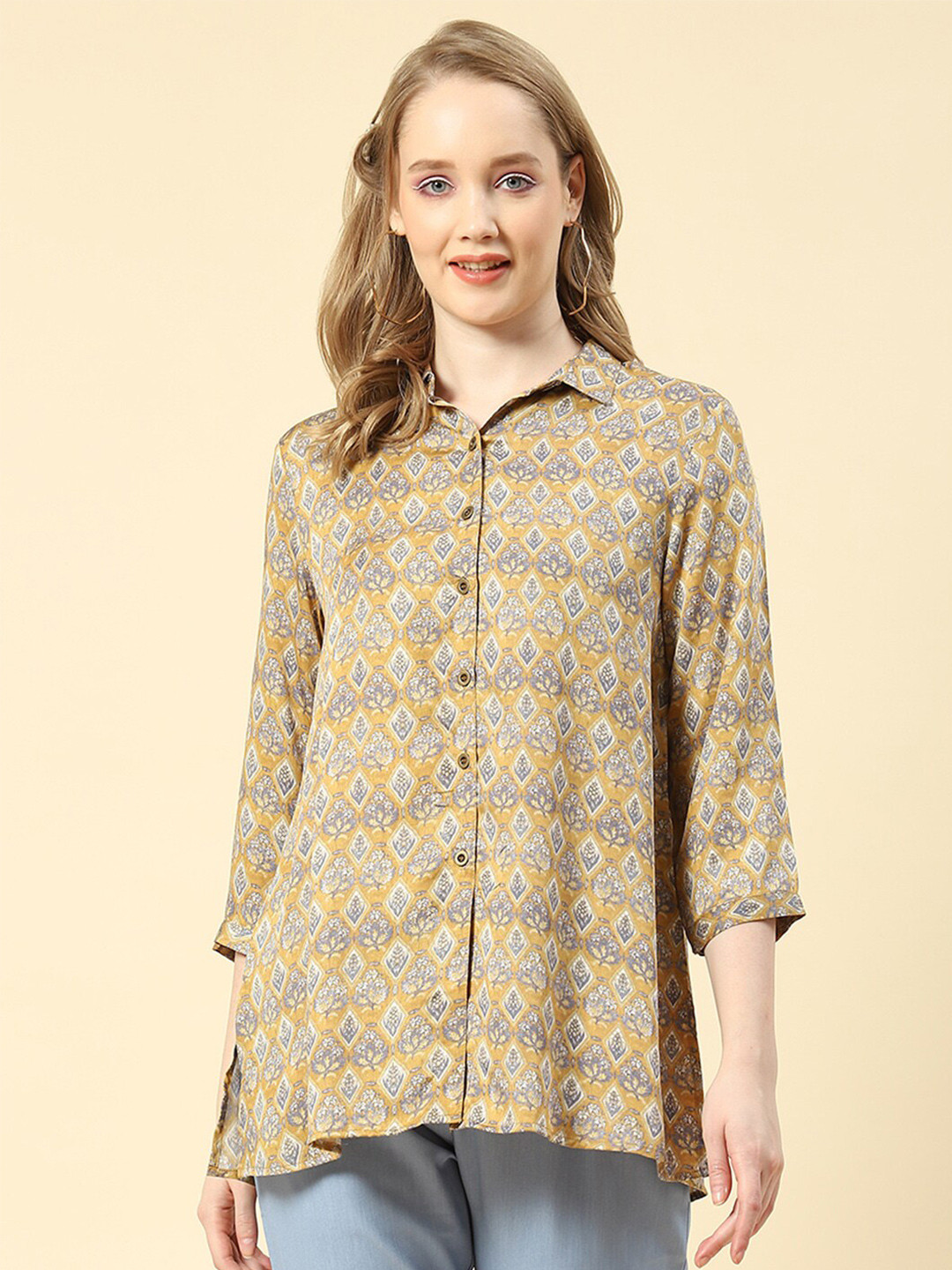 Monte Carlo Floral Printed Shirt Style Top