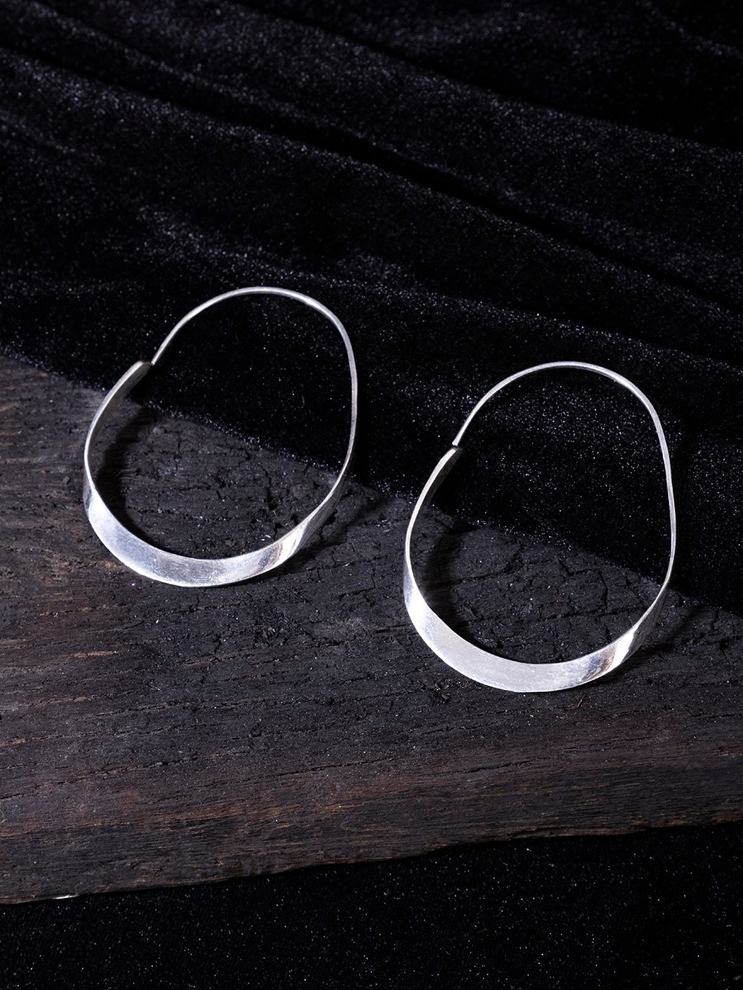 Studio One Love Silver-Toned Contemporary Hoop Earrings