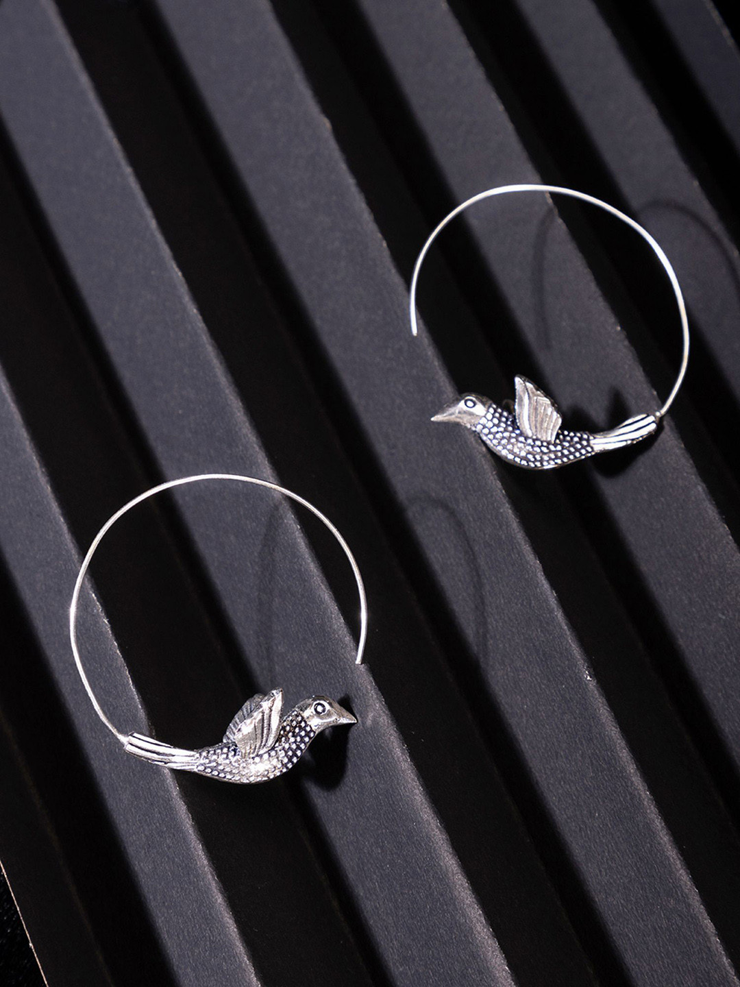 Studio One Love Silver-Toned Contemporary Hoop Earrings