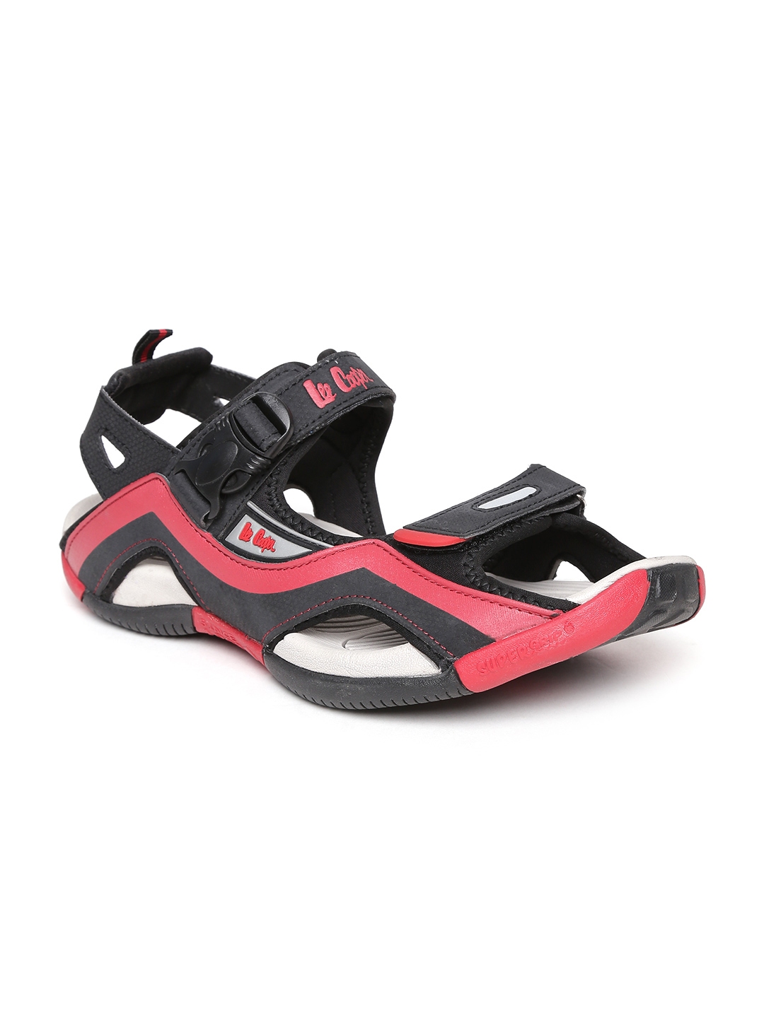 Buy Lee Cooper Men Black Red Sports Sandals Sports Sandals for