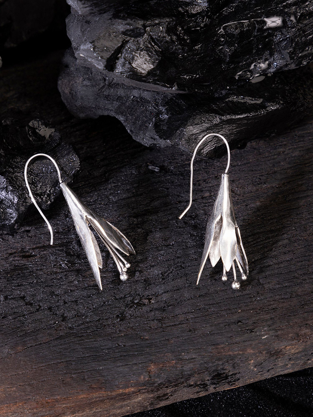 Studio One Love Silver-Toned Contemporary Drop Earrings
