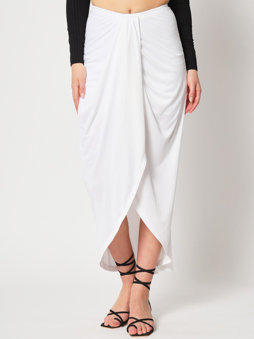 Zastraa White Maxi Wrap Skirt