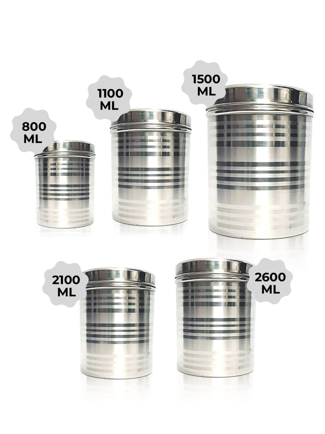 Kuber industries Assorted Stainless Steel Dishwasher Safe 5 Piece Screw Top Canister