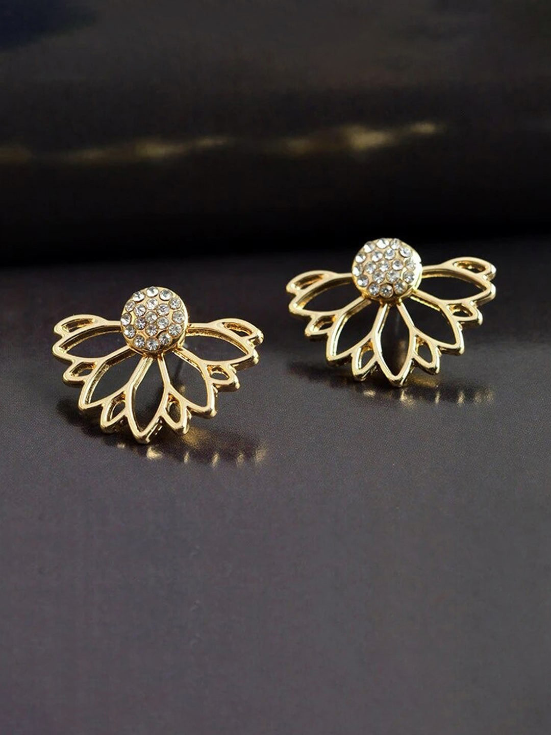 Jewels Galaxy Gold-Plated Jacket Studs Earrings