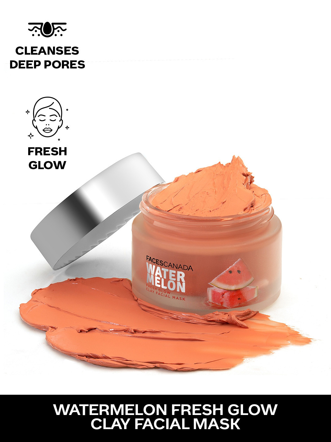 FACES CANADA Watermelon Fresh Glowy Clay Facial Mask For Deep Pore Cleansing - 50gm