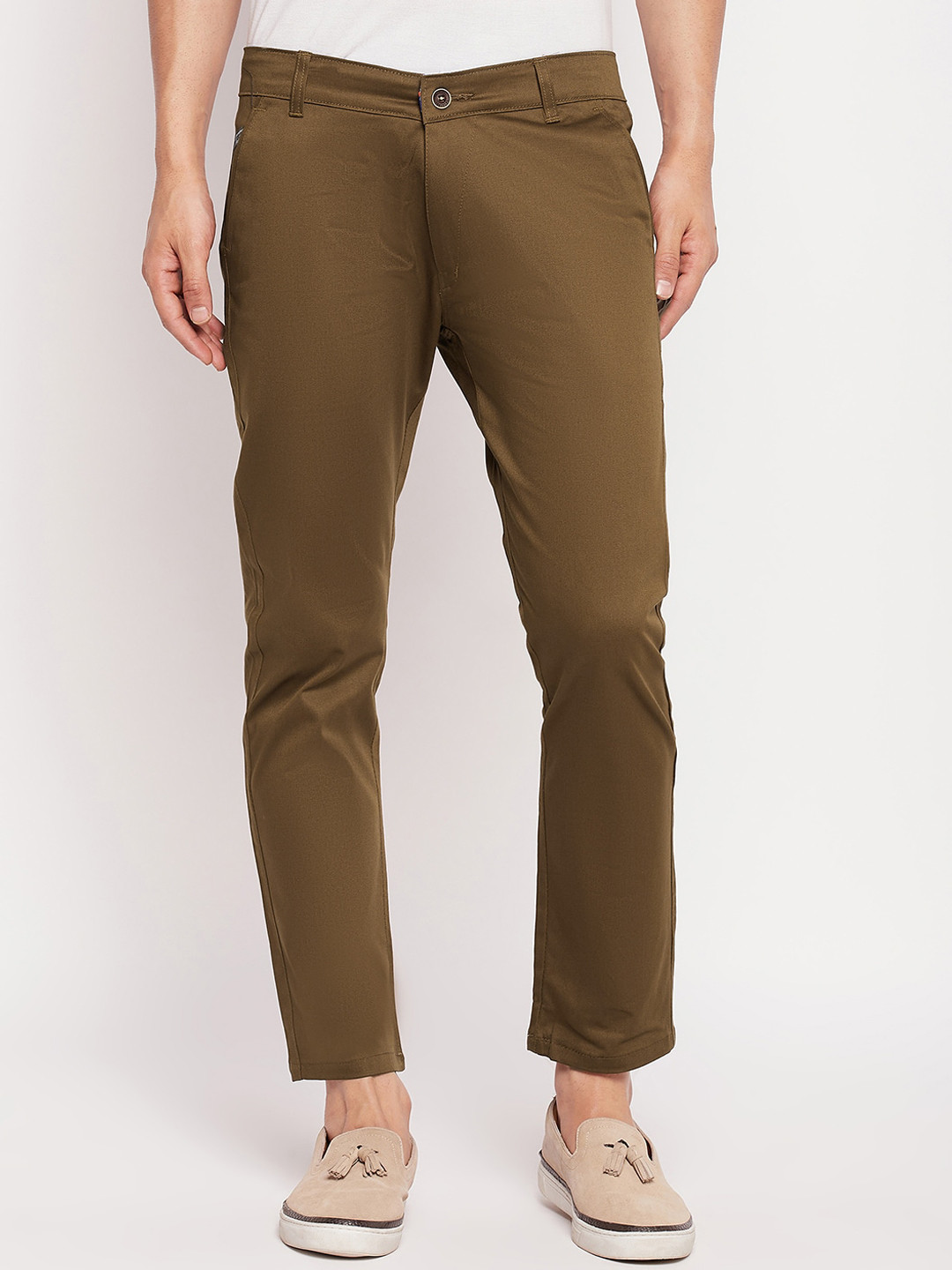 FirstKrush Men Mid-Rise Cotton Chino Trousers