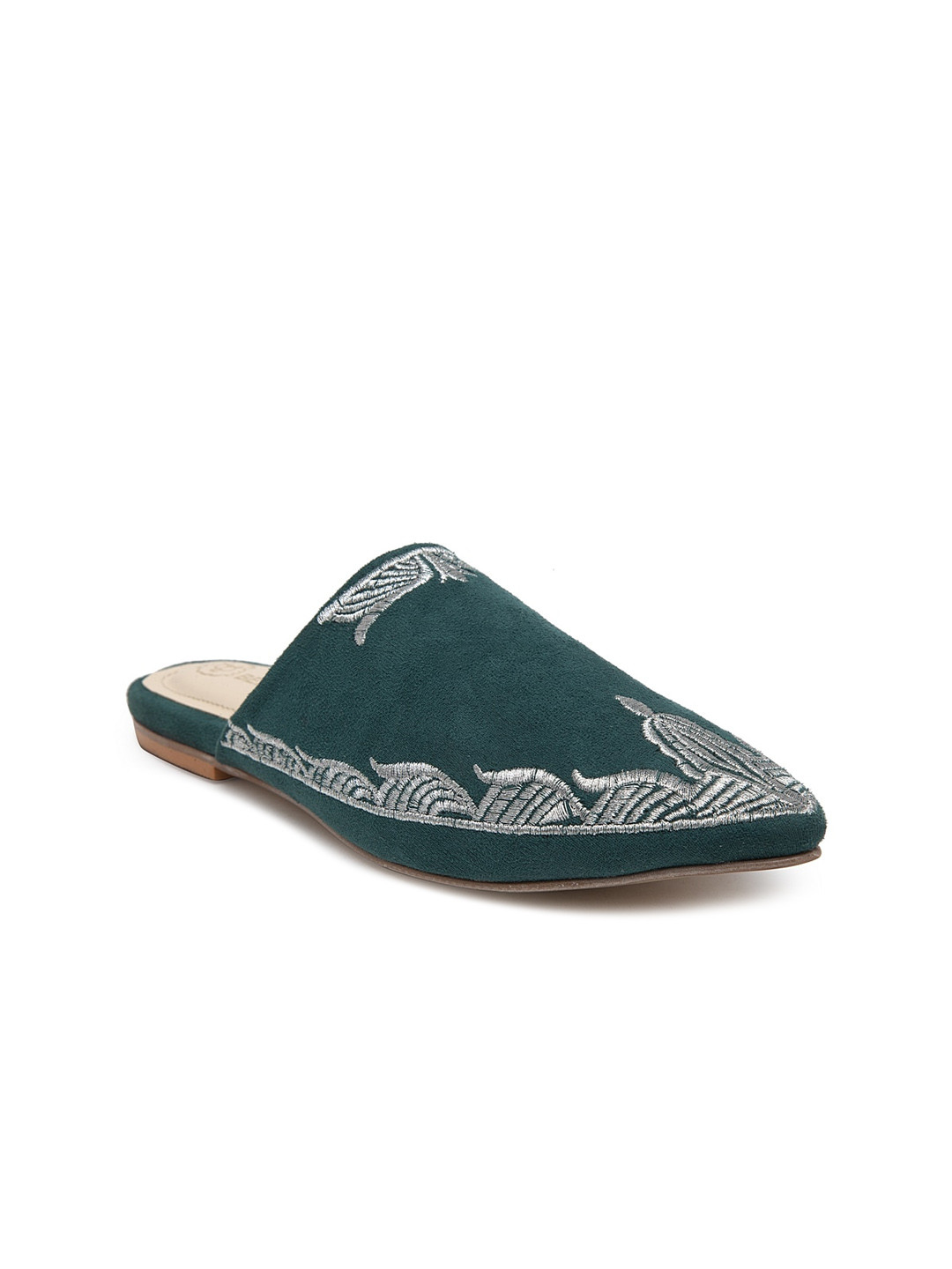 BEAVER Zari Embroidered Mules Flats