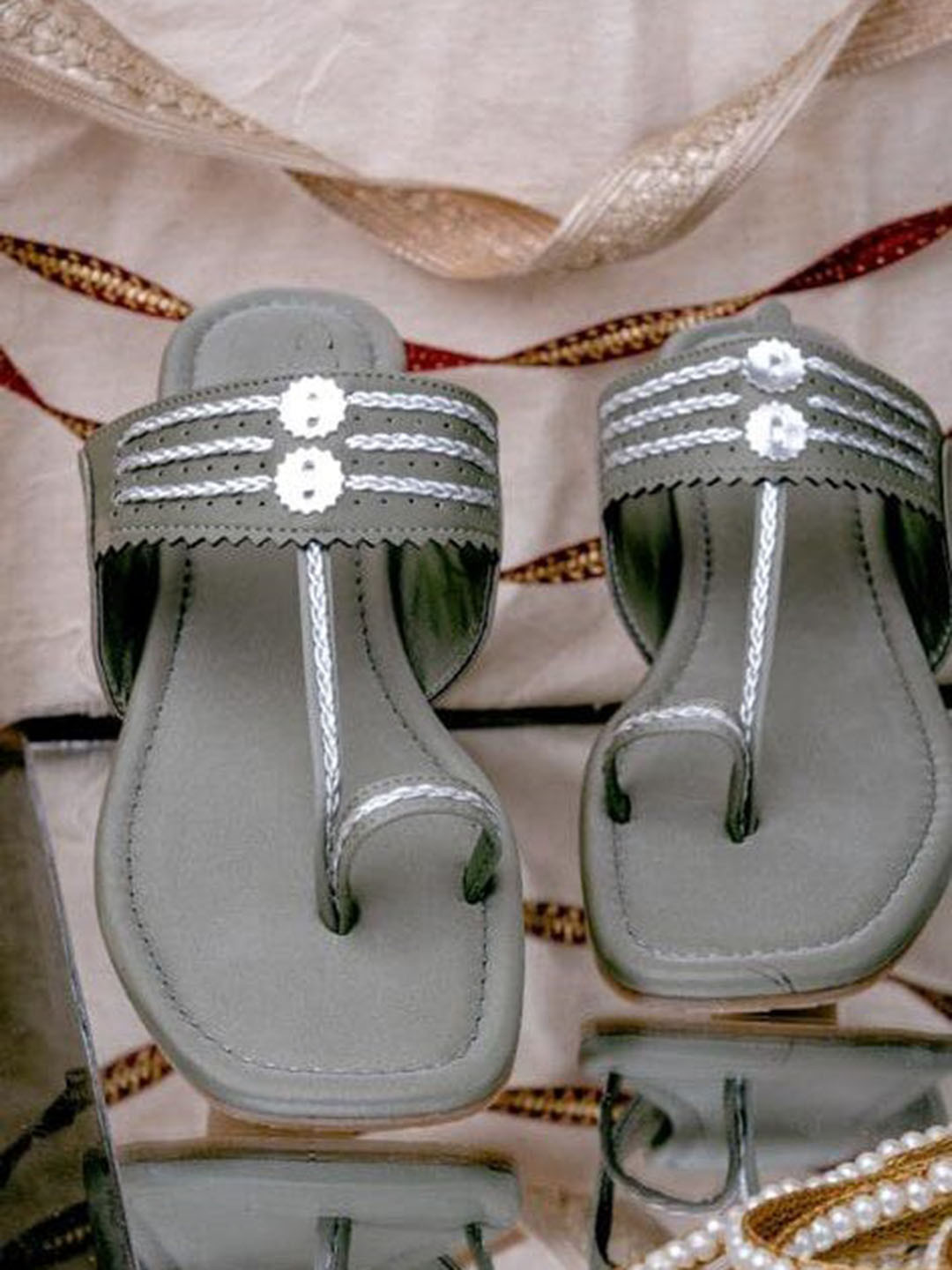 NR By Nidhi Rathi Braided Detail Leather One Toe Flats
