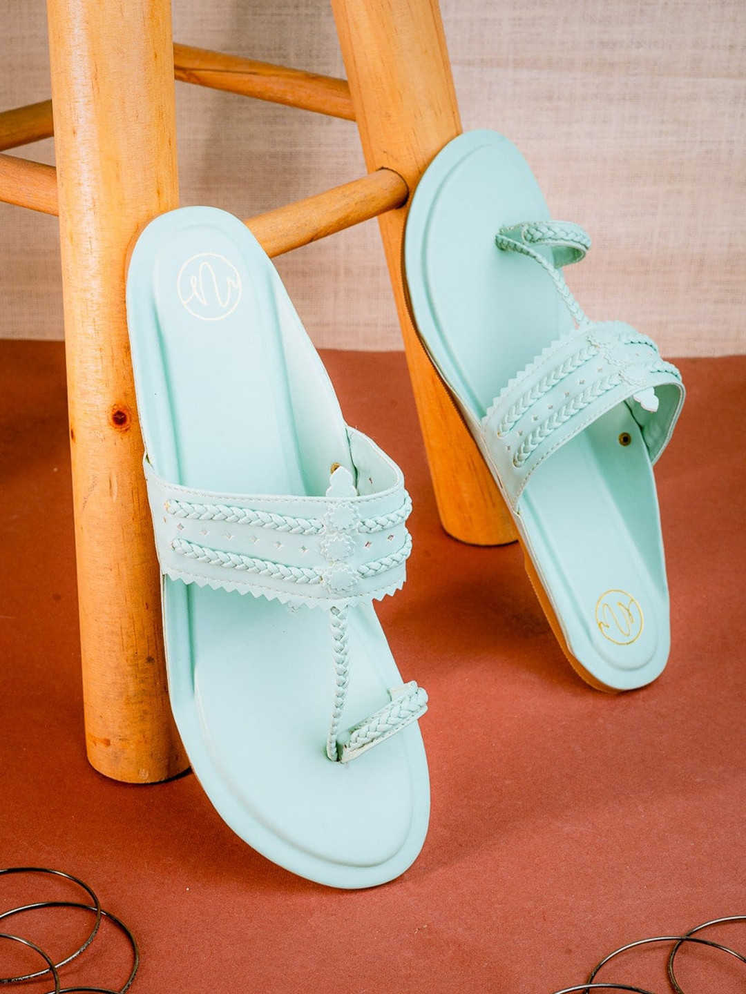 NR By Nidhi Rathi Braided Detail Leather One Toe Flats