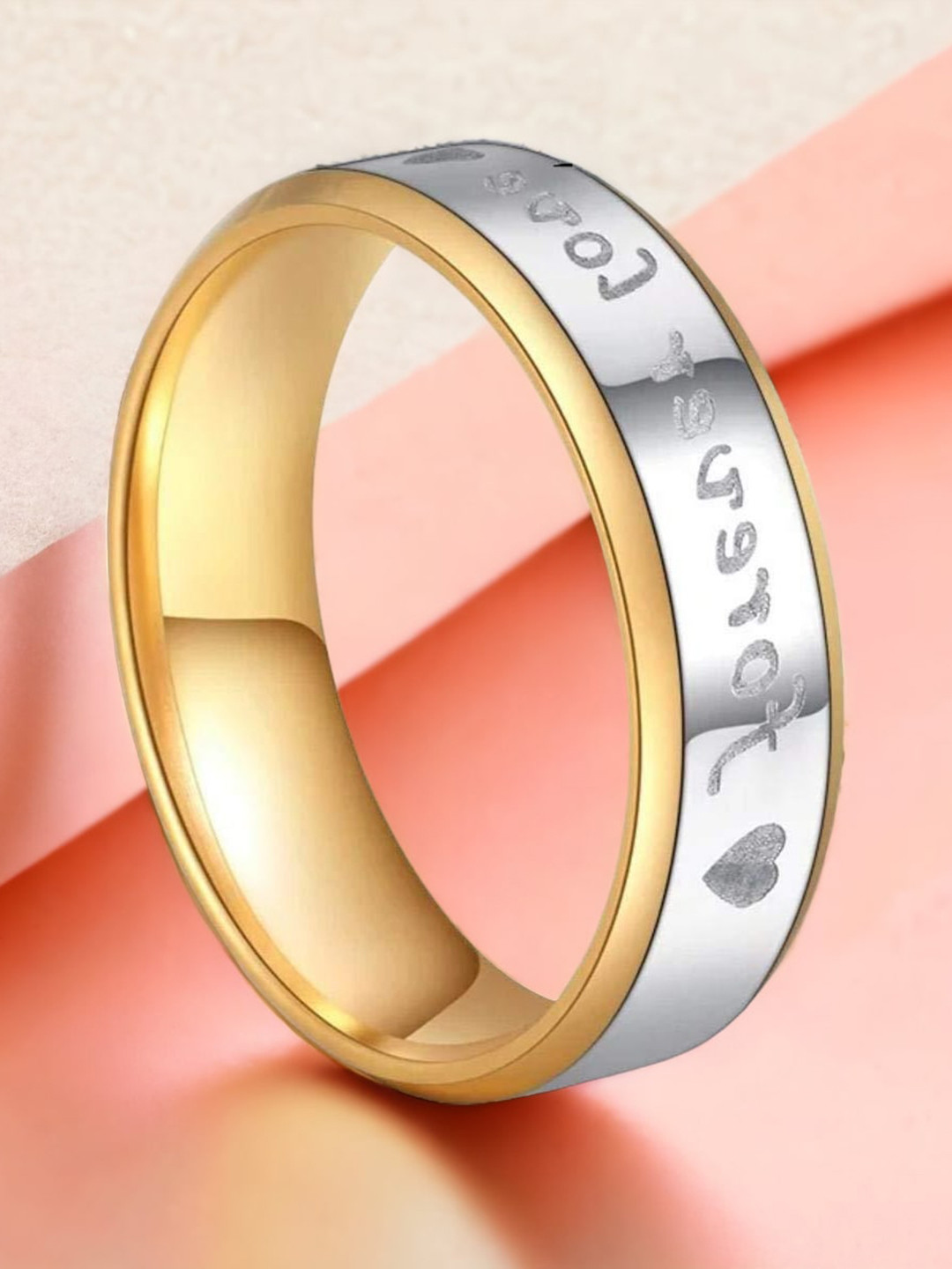 MYKI Silver Plated Typography Printed Finger Ring