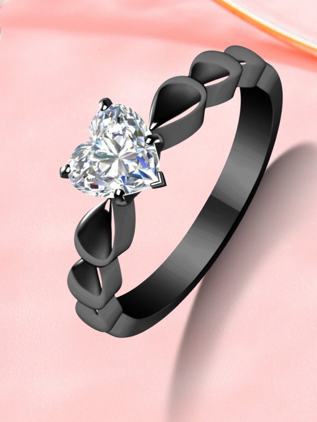 MYKI Cubic Zirconia-Studded Heart Shape Ring