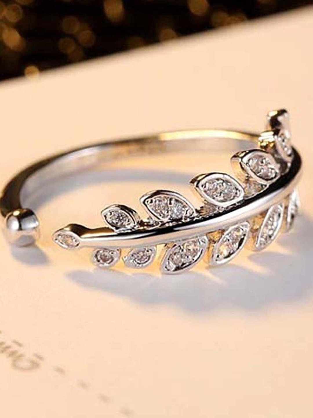 MYKI Set Of 2 Silver-Plated CZ-Studded Rings