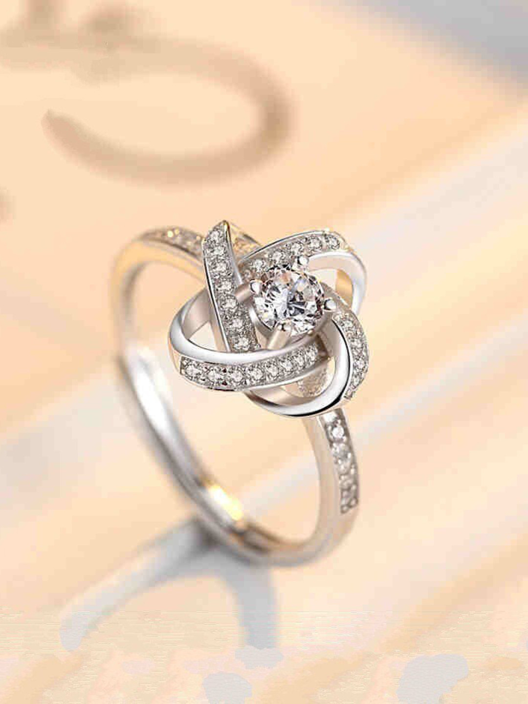 MYKI Set Of 2 Silver-Plated CZ-Studded Finger Rings