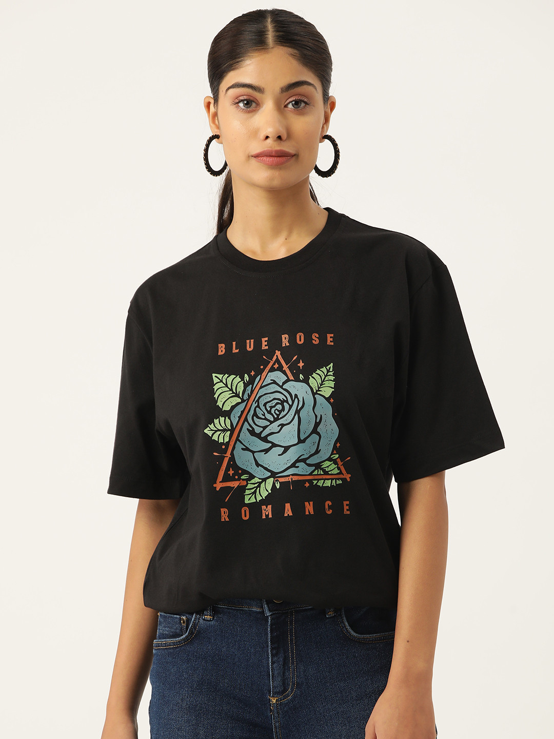 Slenor Graphic Printed Drop-Shoulder Sleeves Pure Cotton Loose T-shirt