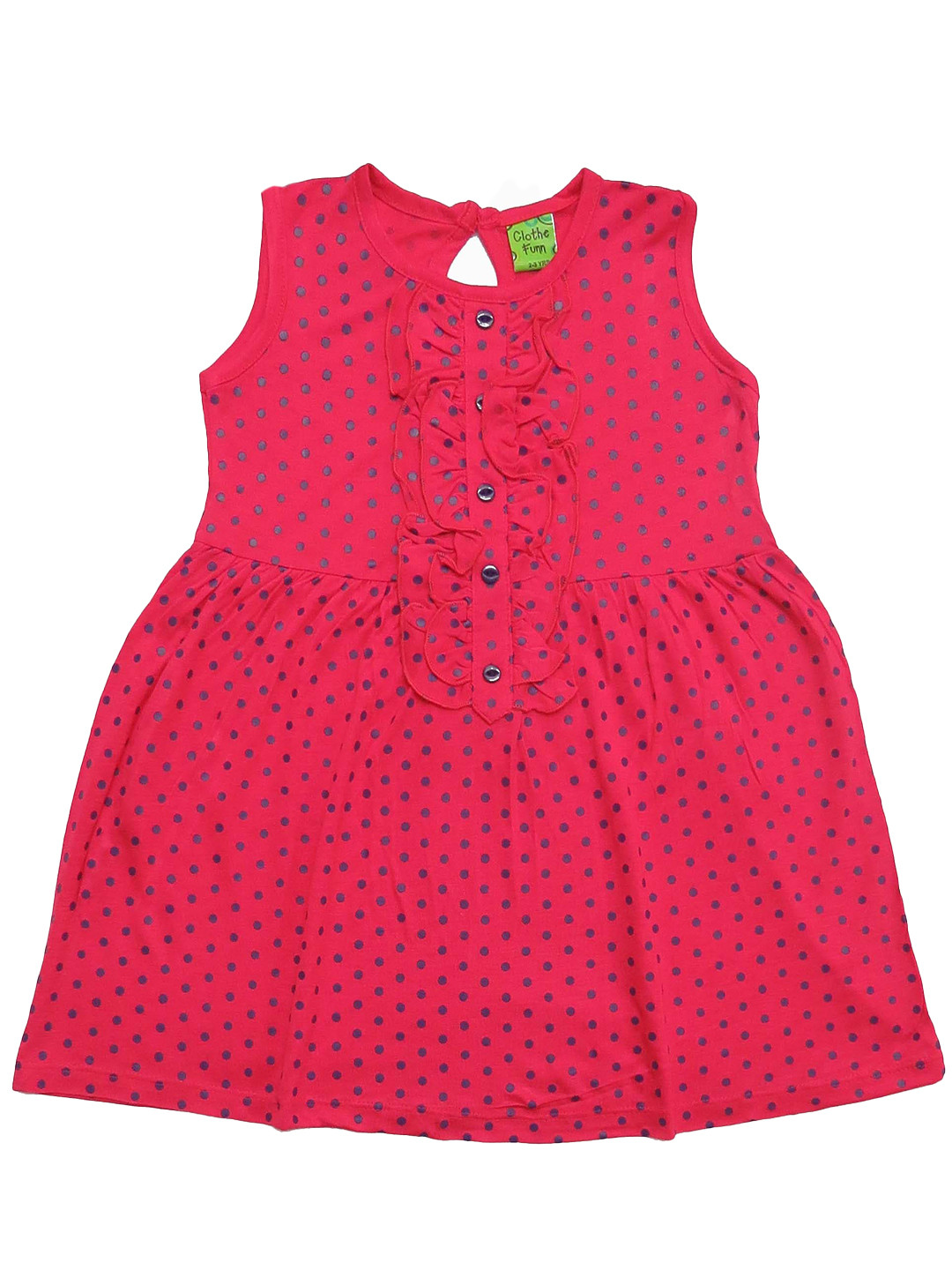 Clothe Funn Girls Polka Dot Printed Ruffled Fit & Flare Dress