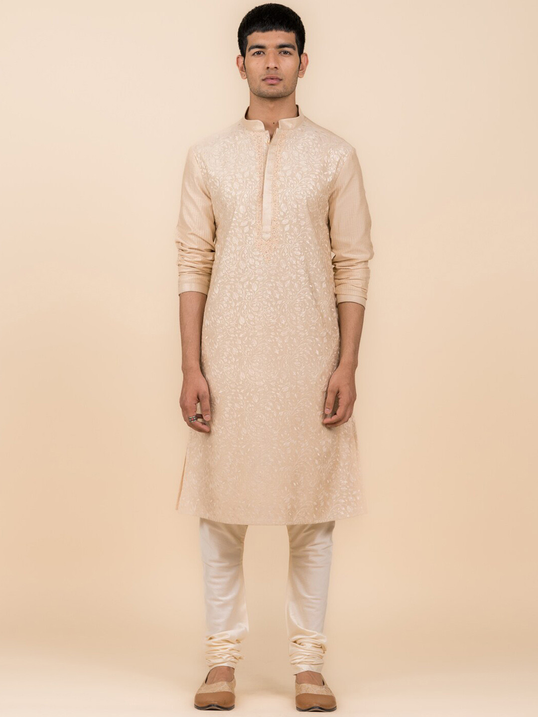 Tasva Ethnic Motifs Self Design Thread Work Kurta with Churidar