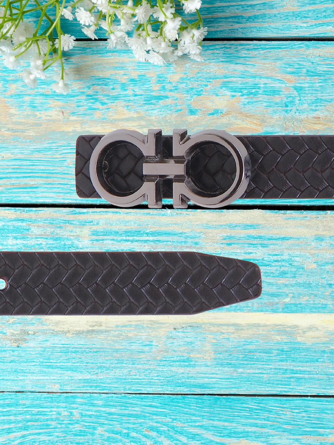 Calvadoss Women Textured Leather Wide Belt