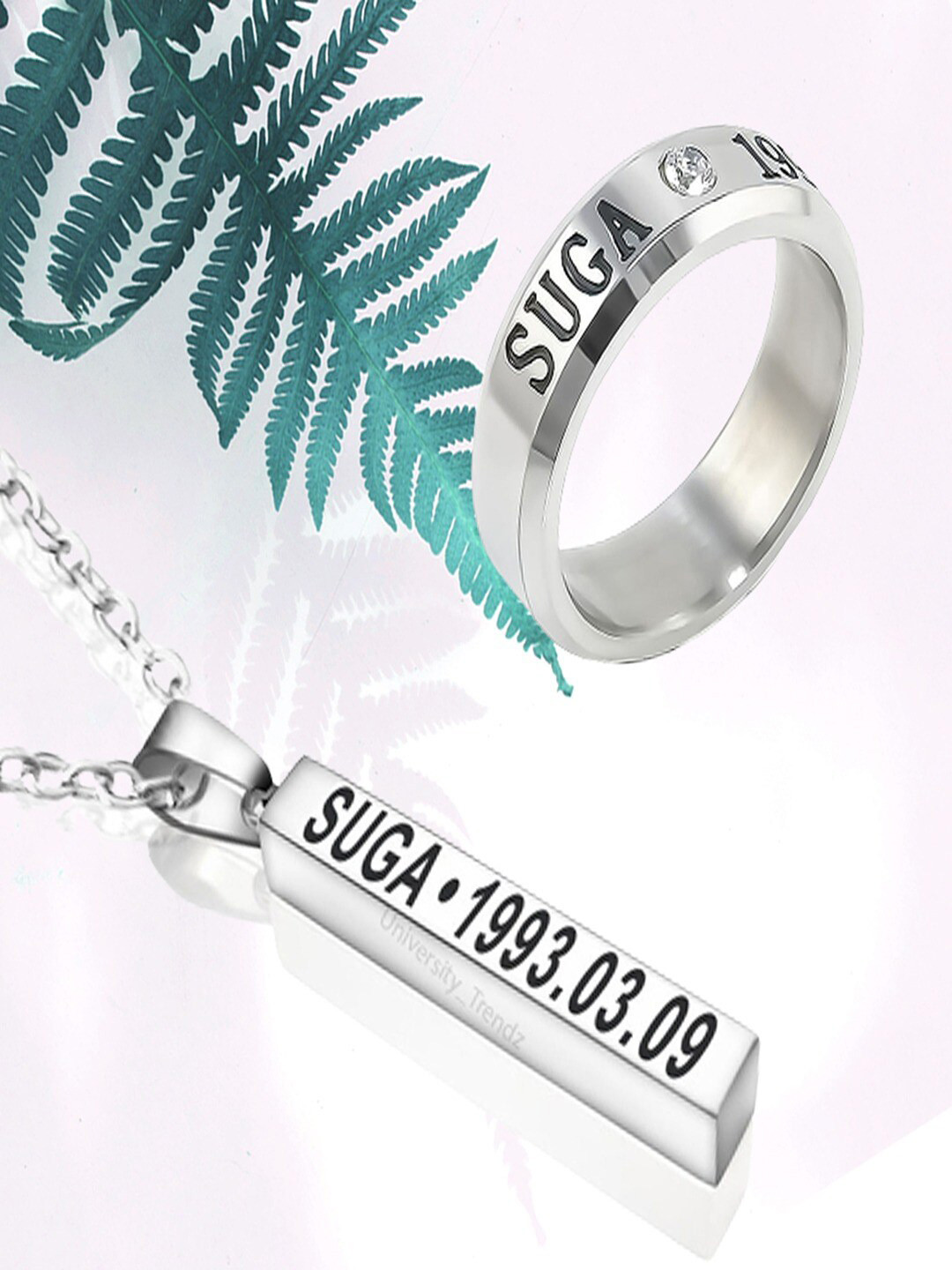 UNIVERSITY TRENDZ Set Of 2 Silver-Plated Ring & Pendant