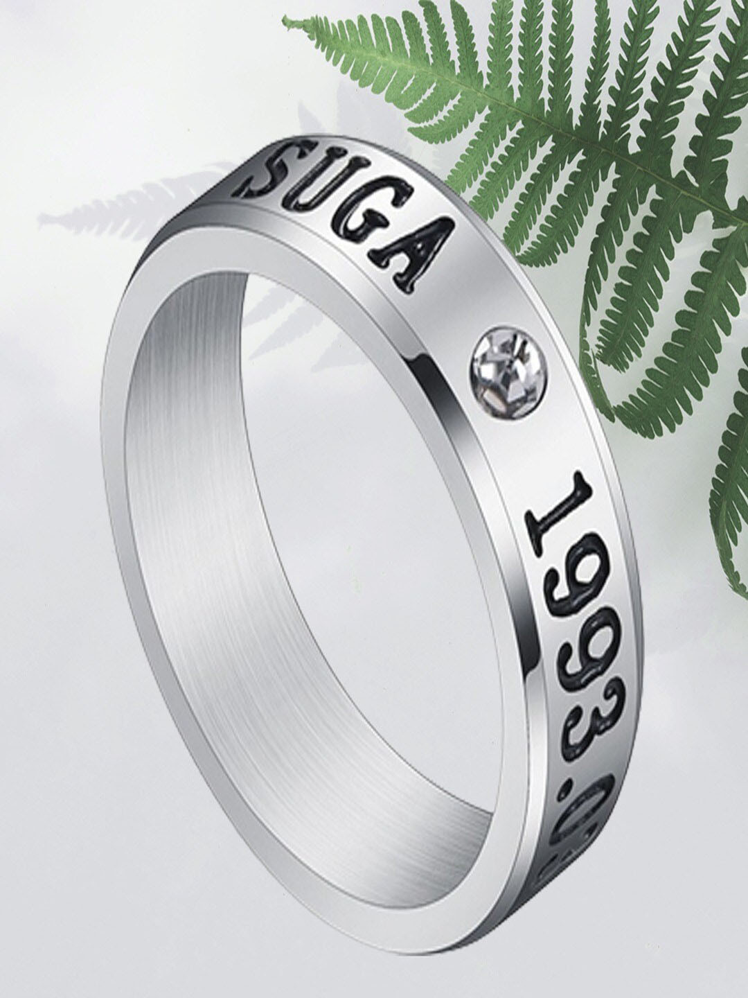 UNIVERSITY TRENDZ Silver-Plated Typography Printed Finger Ring